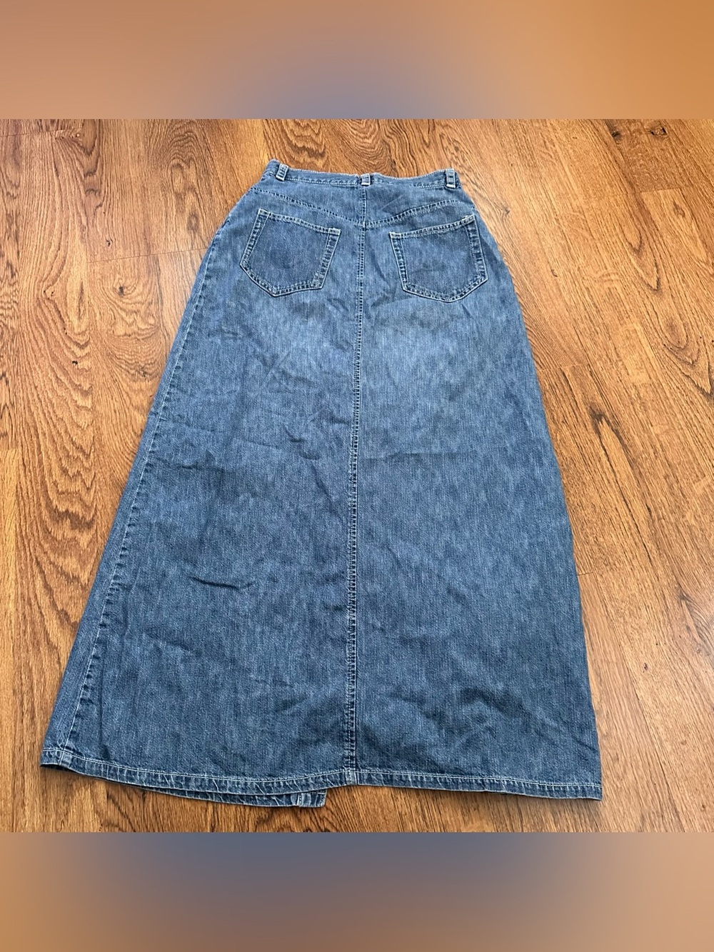 Calvin Klein Button-Front Denim Skirt Medium Blue vintage modest 5/6 cotton - Picture 8 of 12